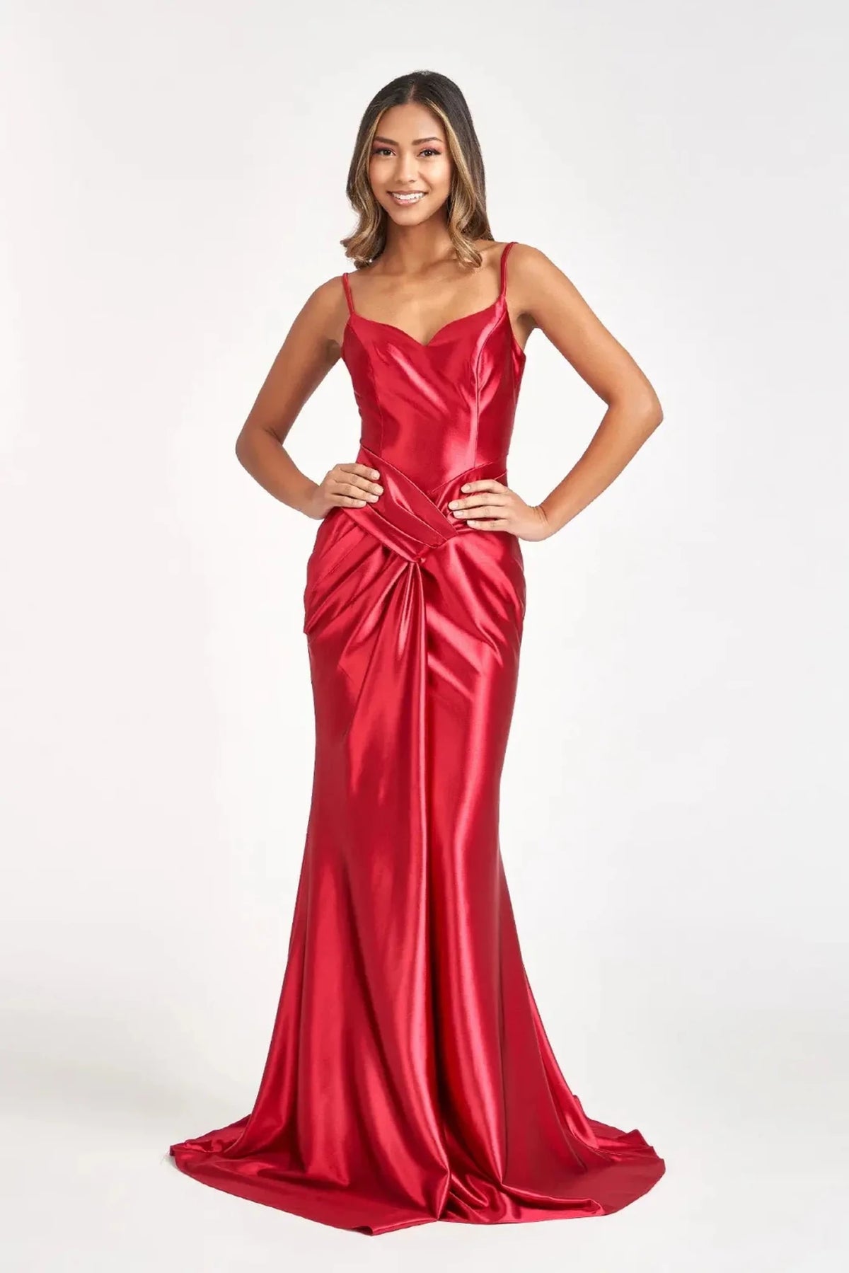 Burgundy sweetheart prom evening dress full front