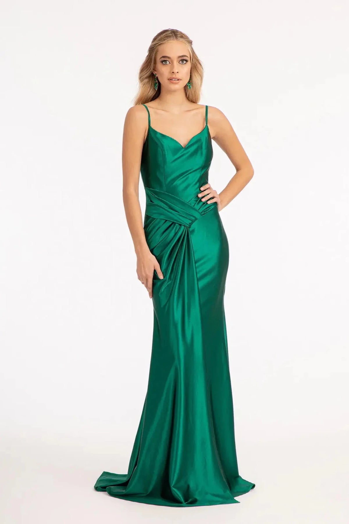 Emerald Green sweetheart prom evening dress full front