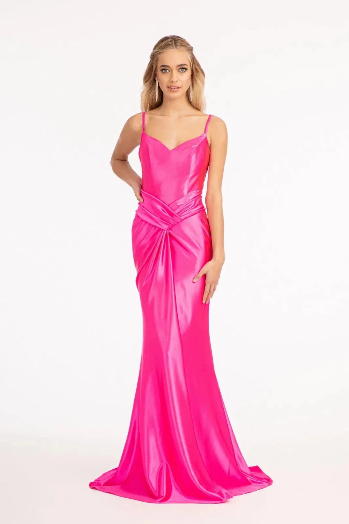 Fuchsia sweetheart prom evening dress full front