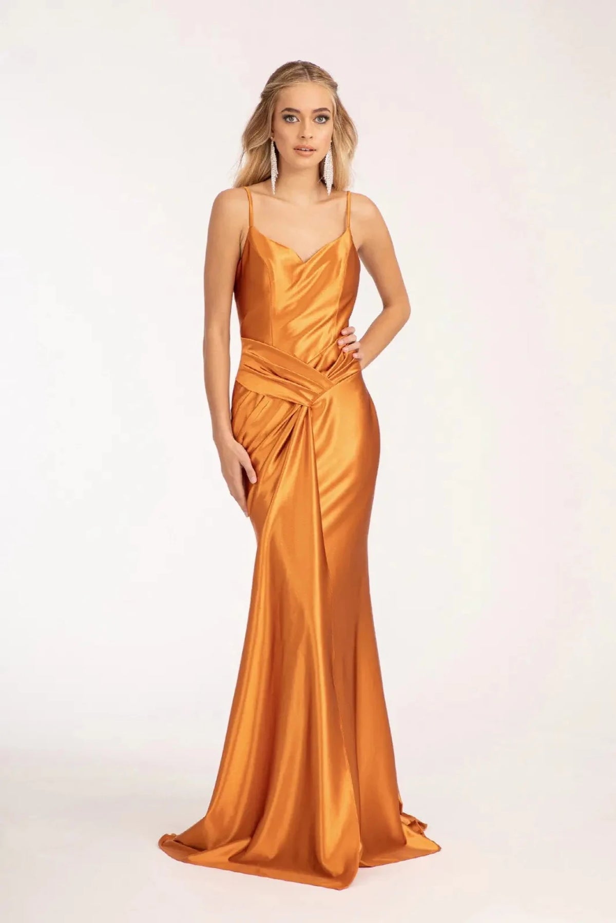 Sienna sweetheart prom evening dress upper front with ruching, sweetheart, spaghetti straps