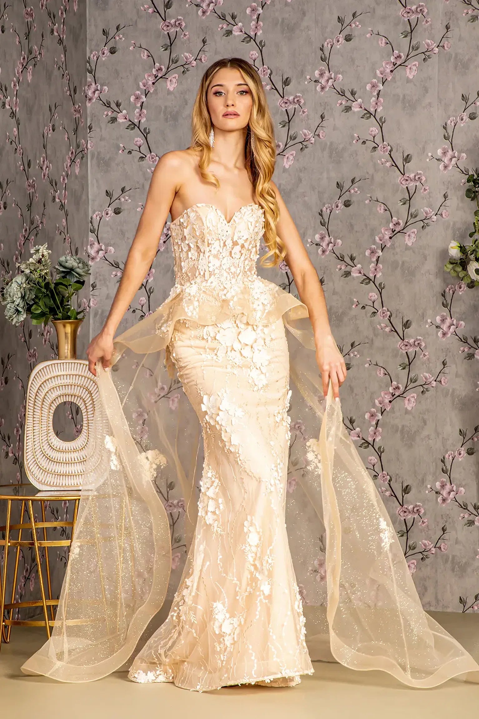 Champagne mesh mermaid mother of the bride dress with sweetheart