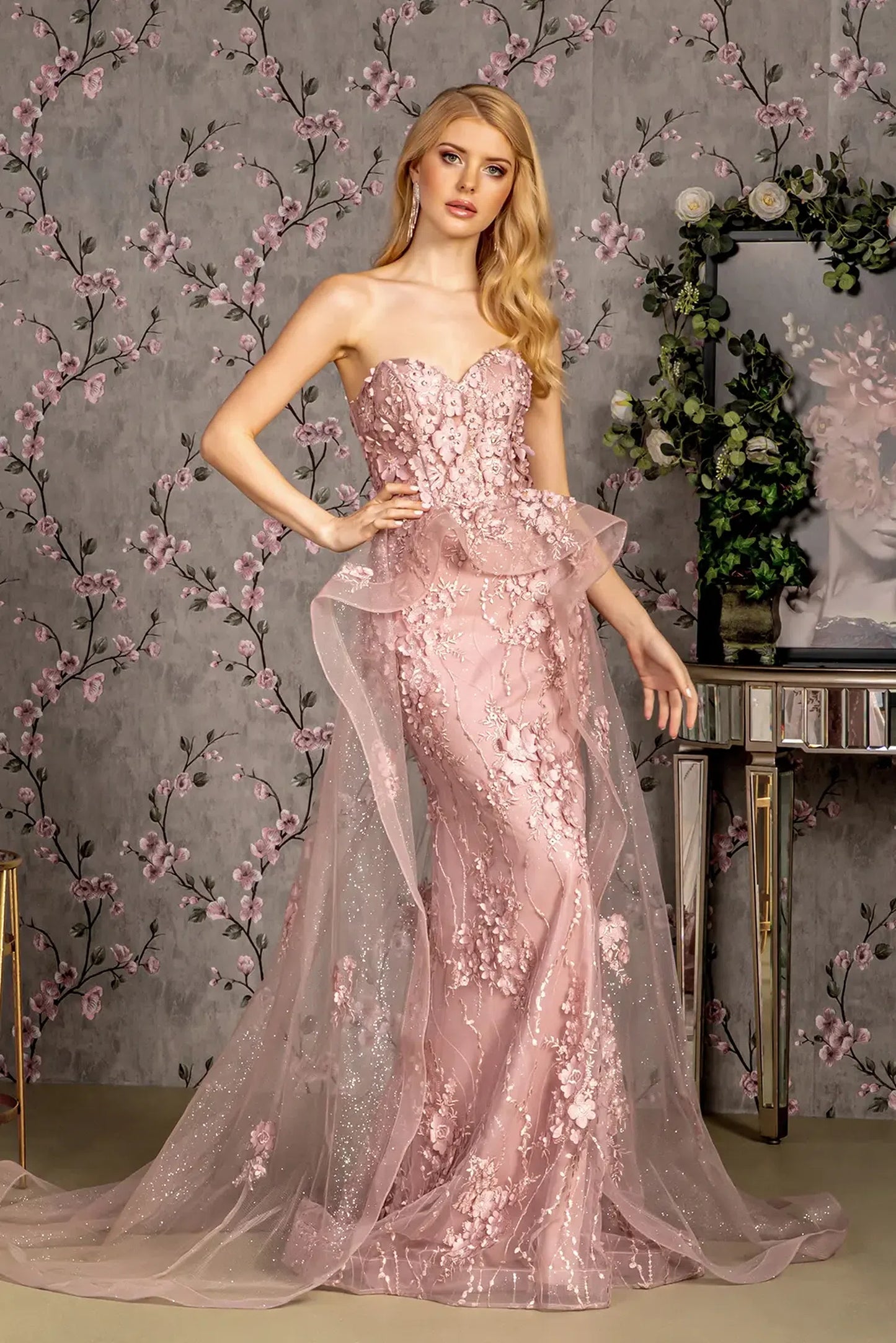 Mauve mesh mermaid mother of the bride dress with sweetheart