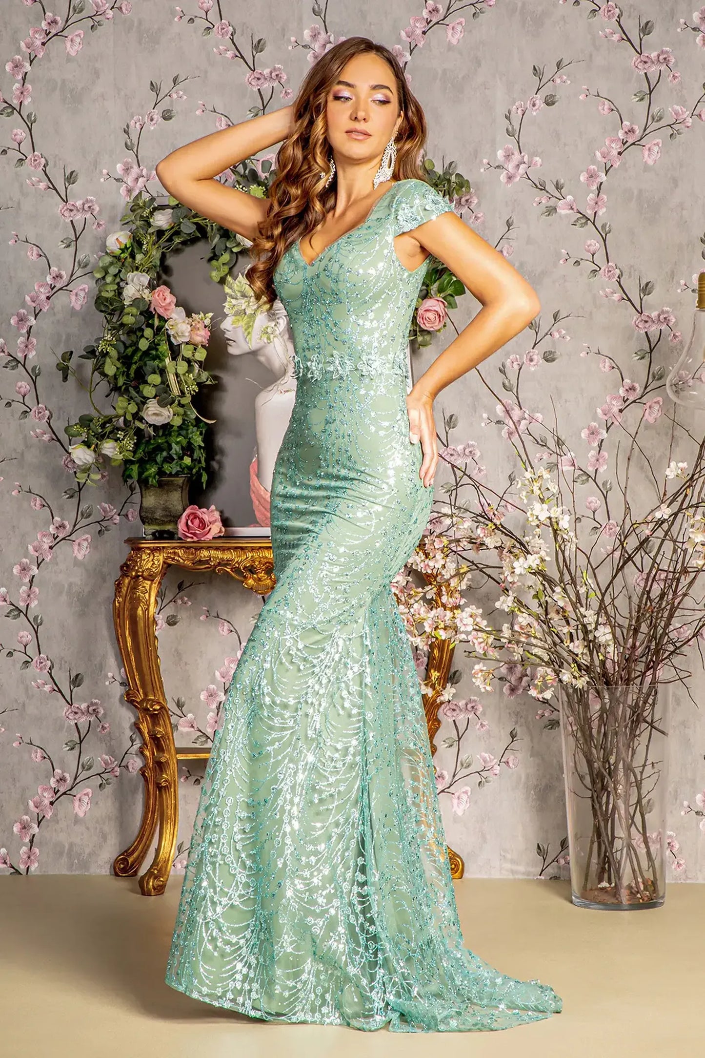 Sage mesh mermaid mother of the bride dress with sweetheart