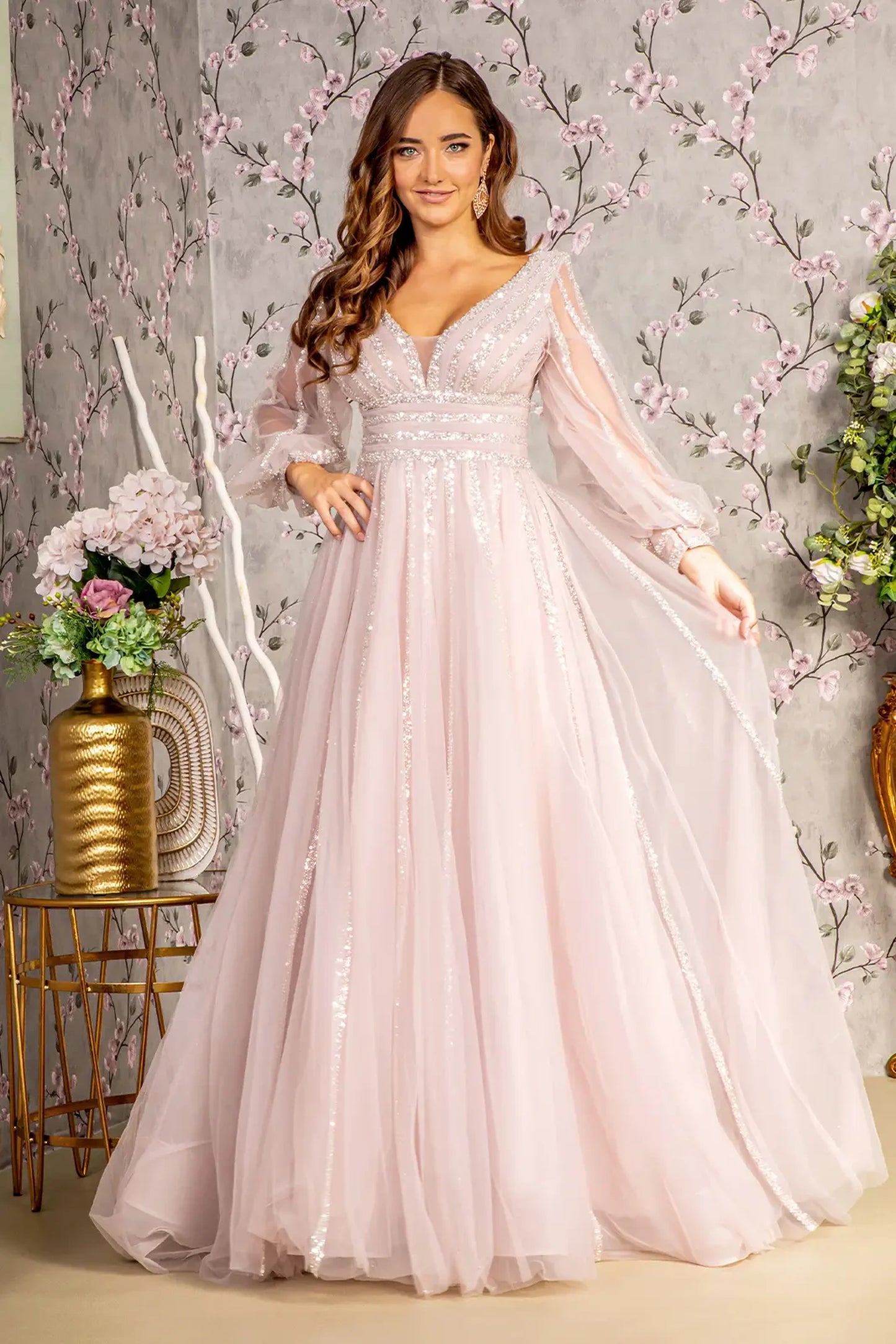 Mauve mesh a-line mother of the bride dress with illusion sweetheart