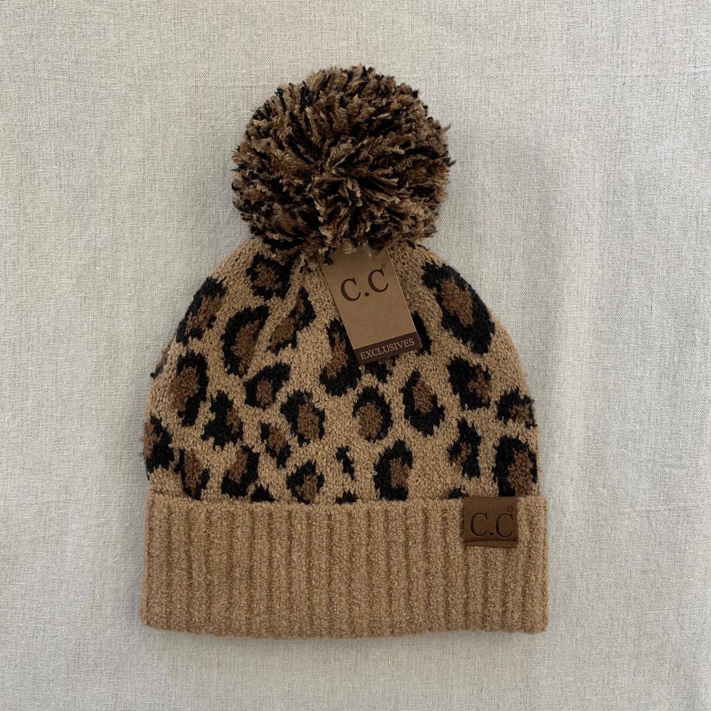 Brown leopard women's winter beanie.