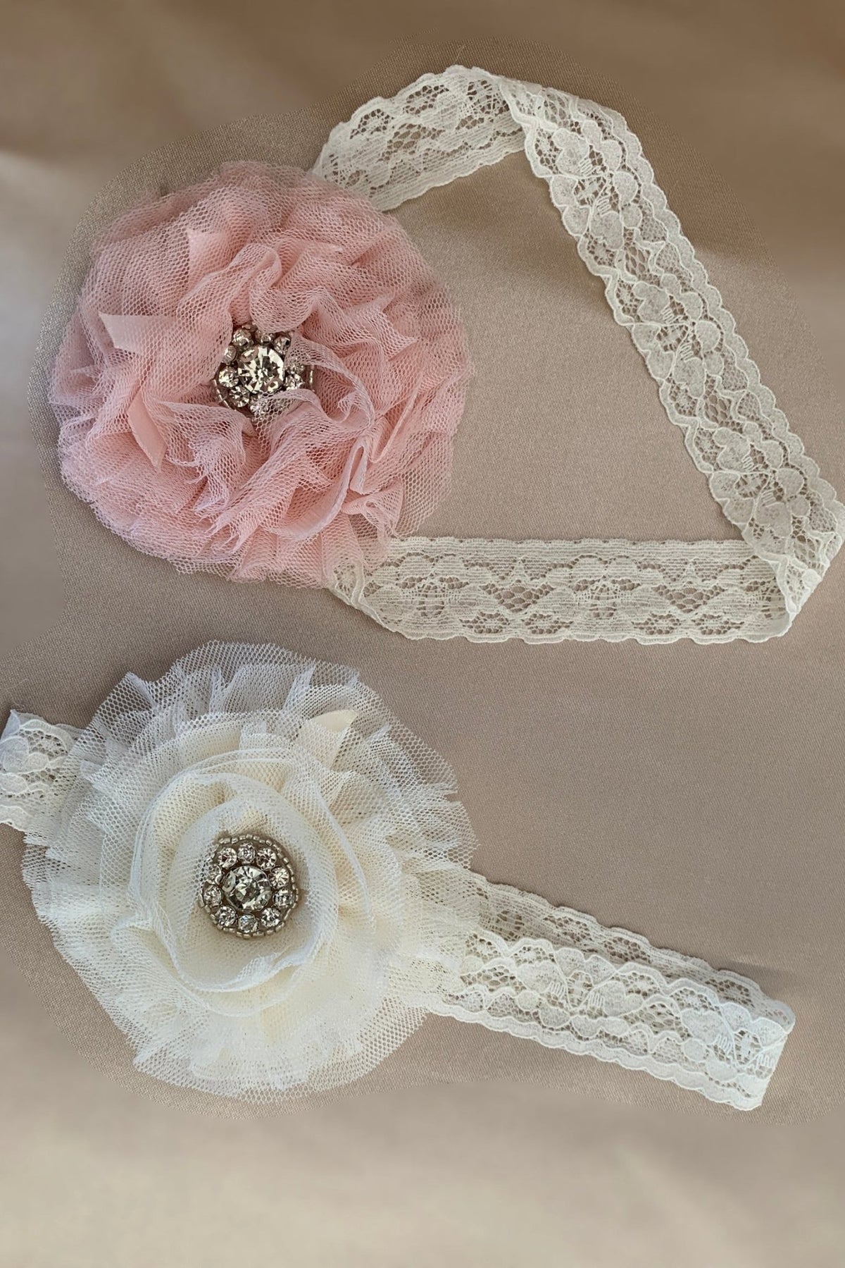 White floral flower girl headband.