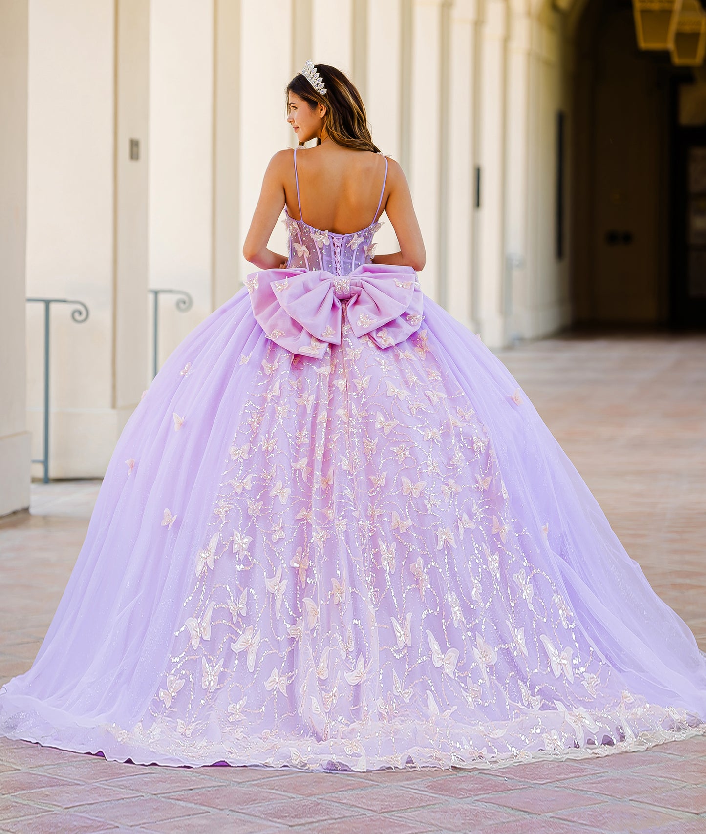 Quinceañera | Lilac Corset Bodice Two-tone Butterfly Ballgown | Laia dress | 2 Colors Available back 