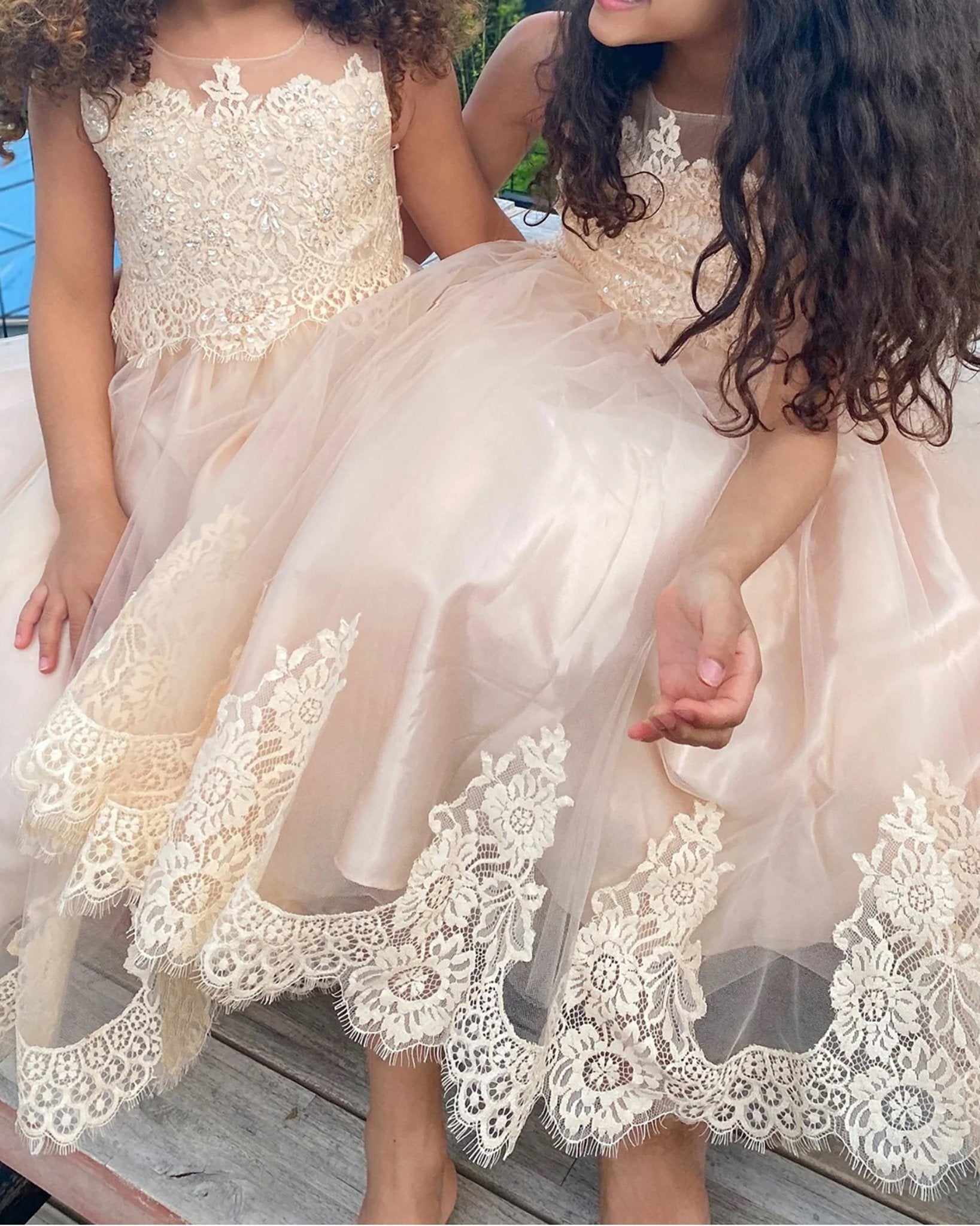 First Communion Dress with Beaded Lace and Tulle Skirt 16 / Ivory