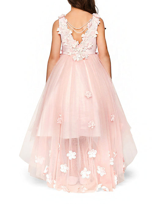 Pink floral dress on a white background