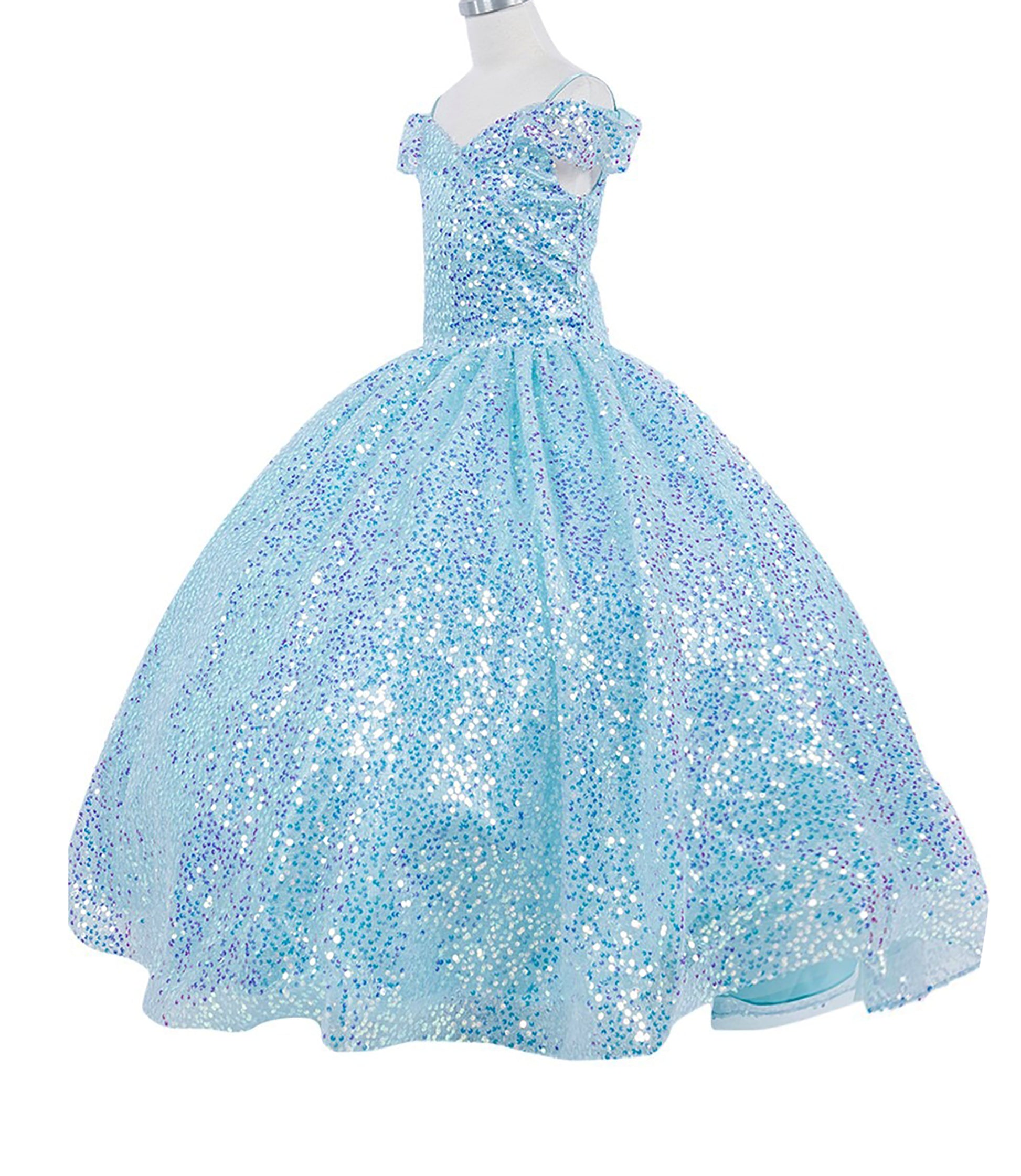 Light blue sequin dress on a white background