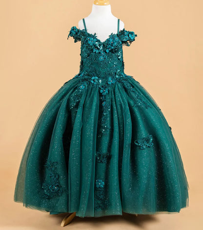 Green floral dress on a mannequin against a beige background