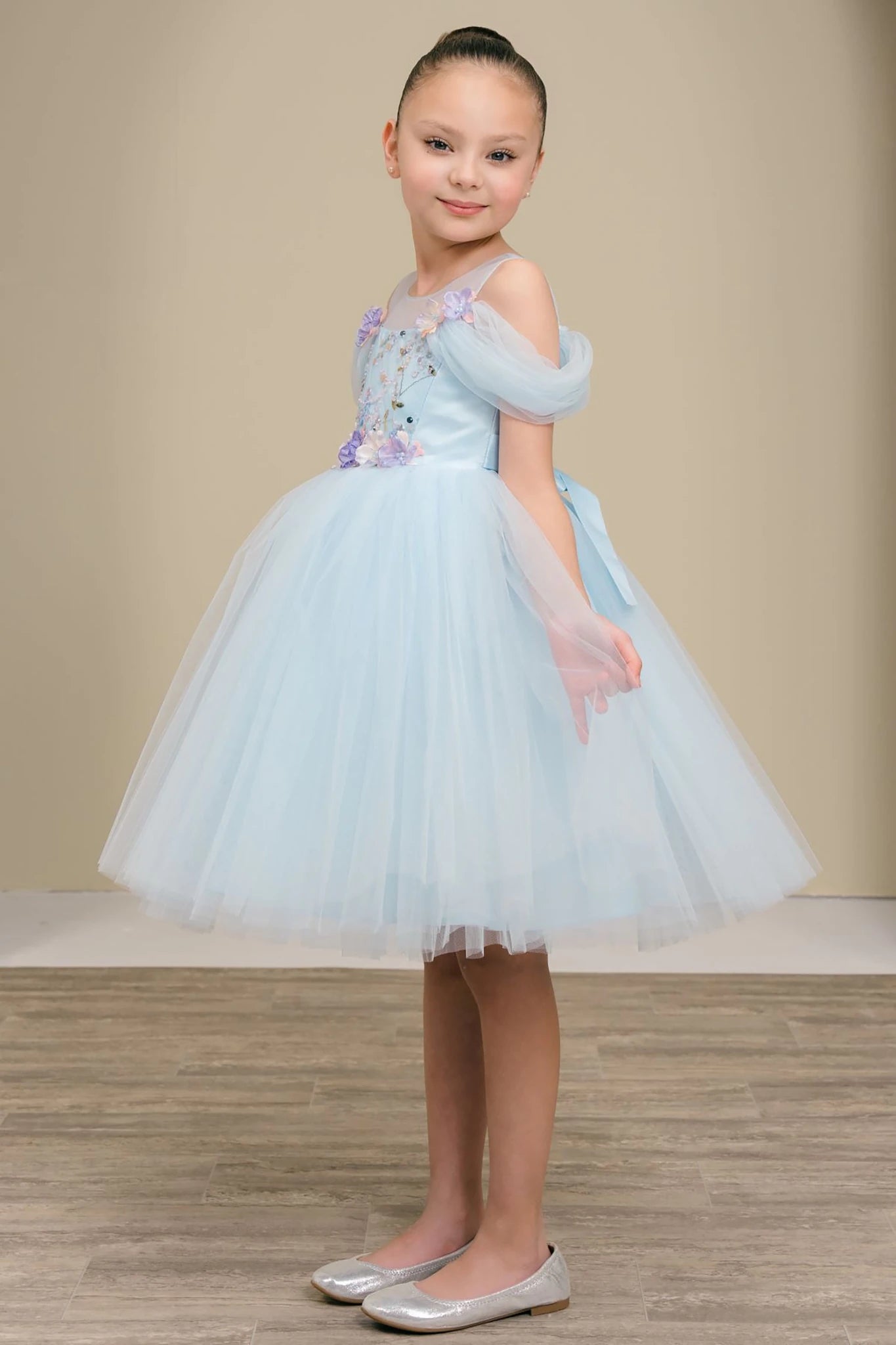 Light Blue Fairy Tale Tulle Flower Girl Dress for Birthday Occasions 16 / Blue