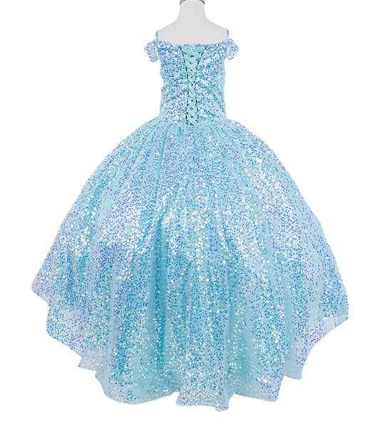 Light blue sequin dress on a white background