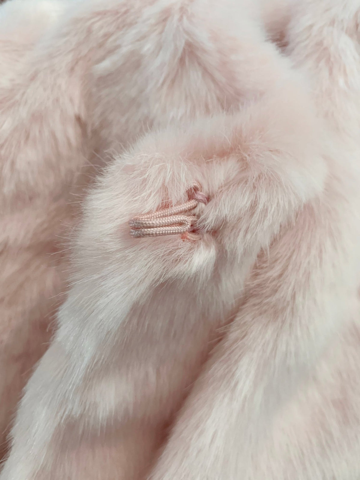 Blush Sweet Glamorous Soft Faux Fur flower girl Jacket Success - detailed zoomed view of jacket. Flower girl dress. Also suitable as a bolero.