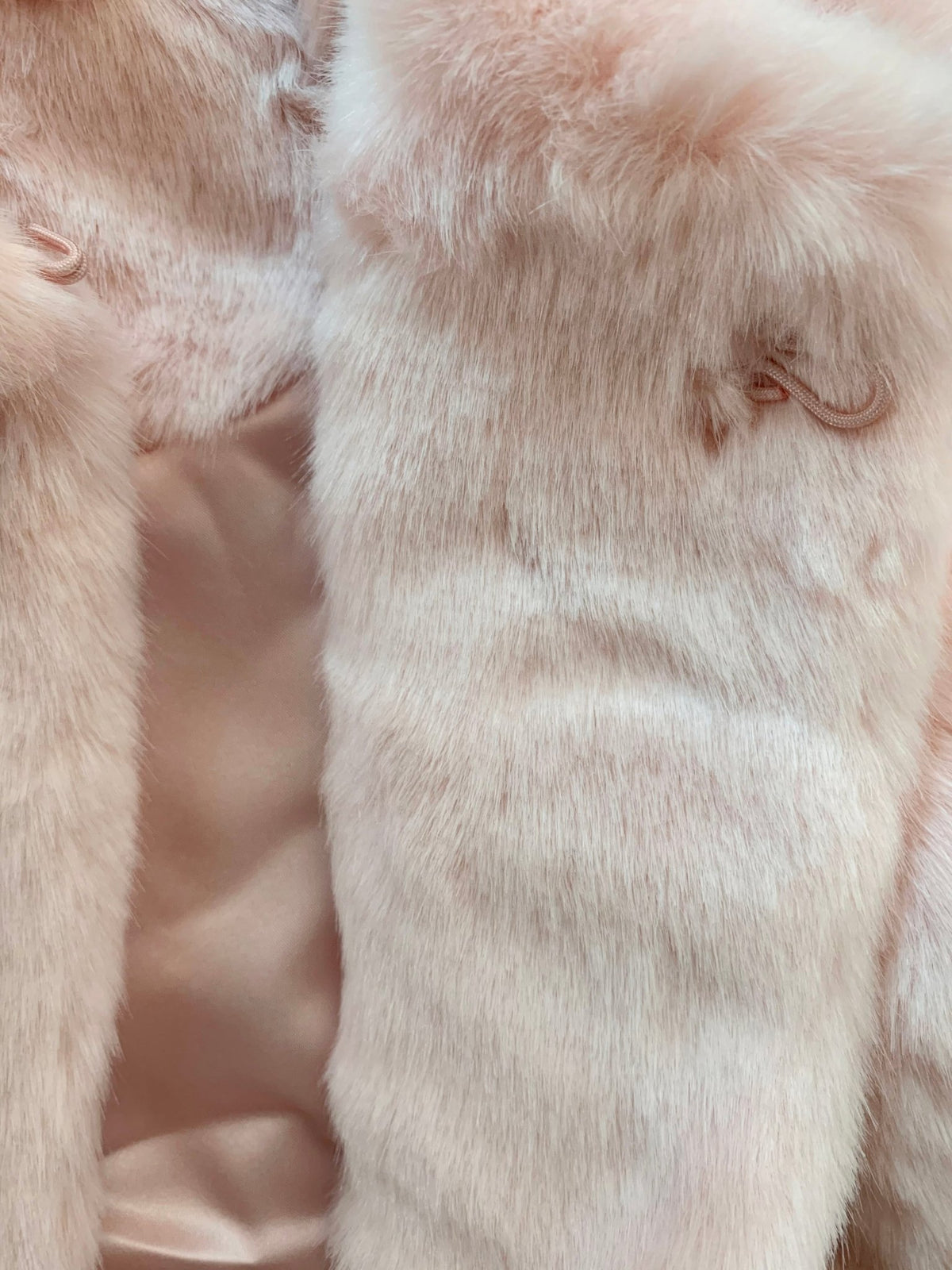Blush Sweet Glamorous Soft Faux Fur flower girl Jacket Success - detailed front view of jacket. Flower girl dress. Also suitable as a bolero.