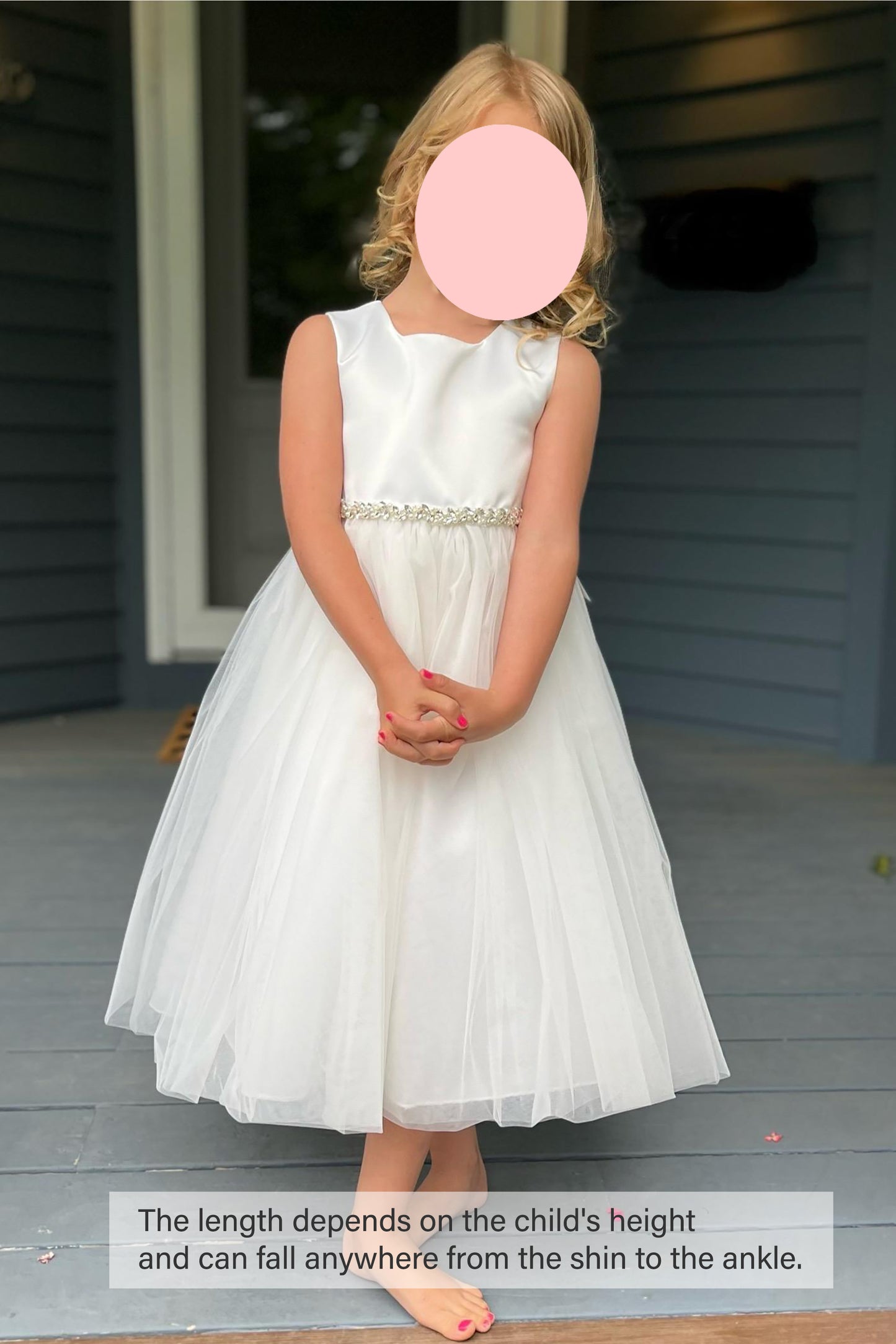 USA Made | Classic Satin and Tulle Flower Girl Dress with Pearl and Rhinestone Belt | Size 6M - Teen | Scarlett dress