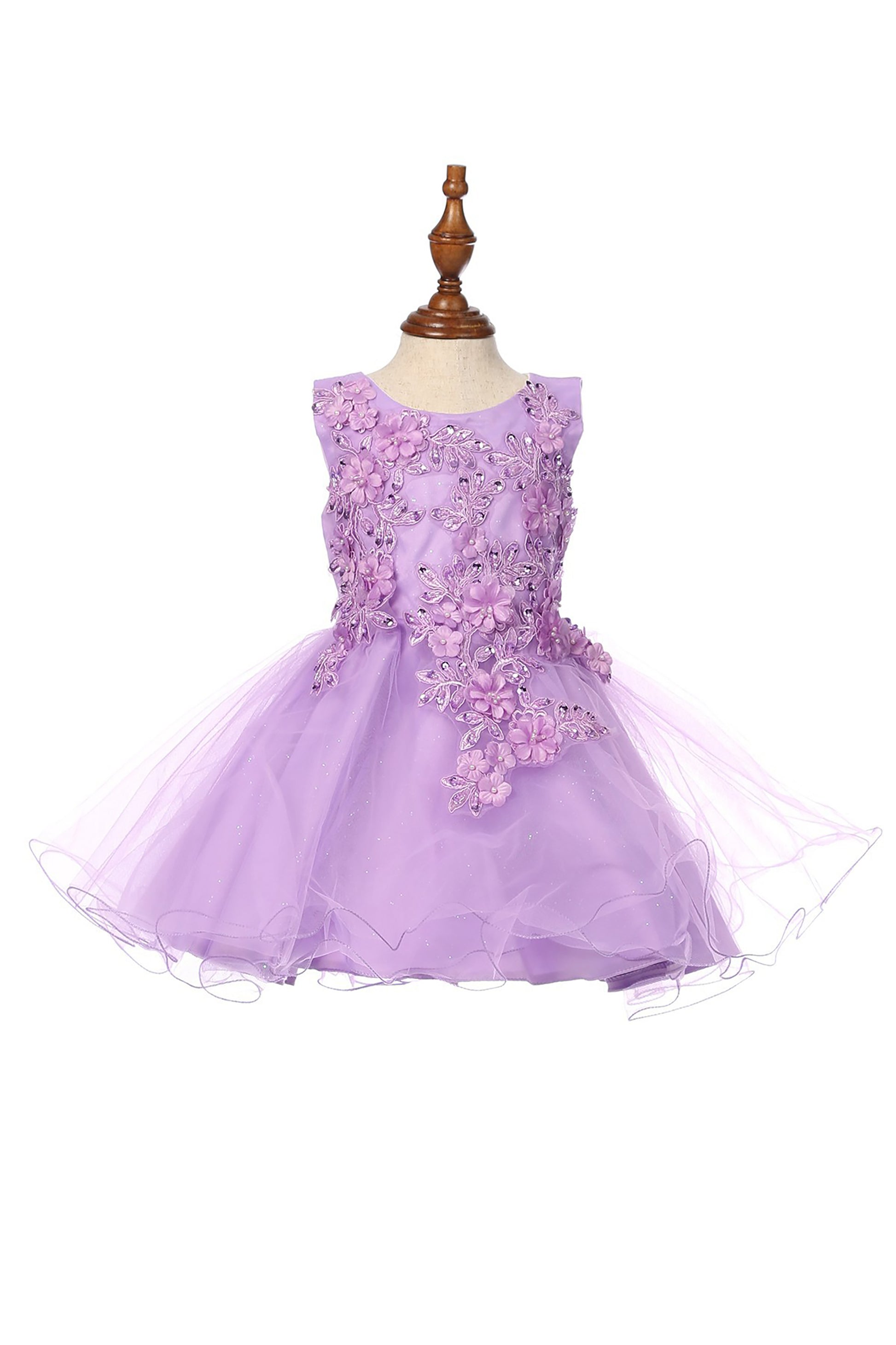 Lilac Baby 3D Flower Lace Tulle Special Occasion Dress - front of dress view