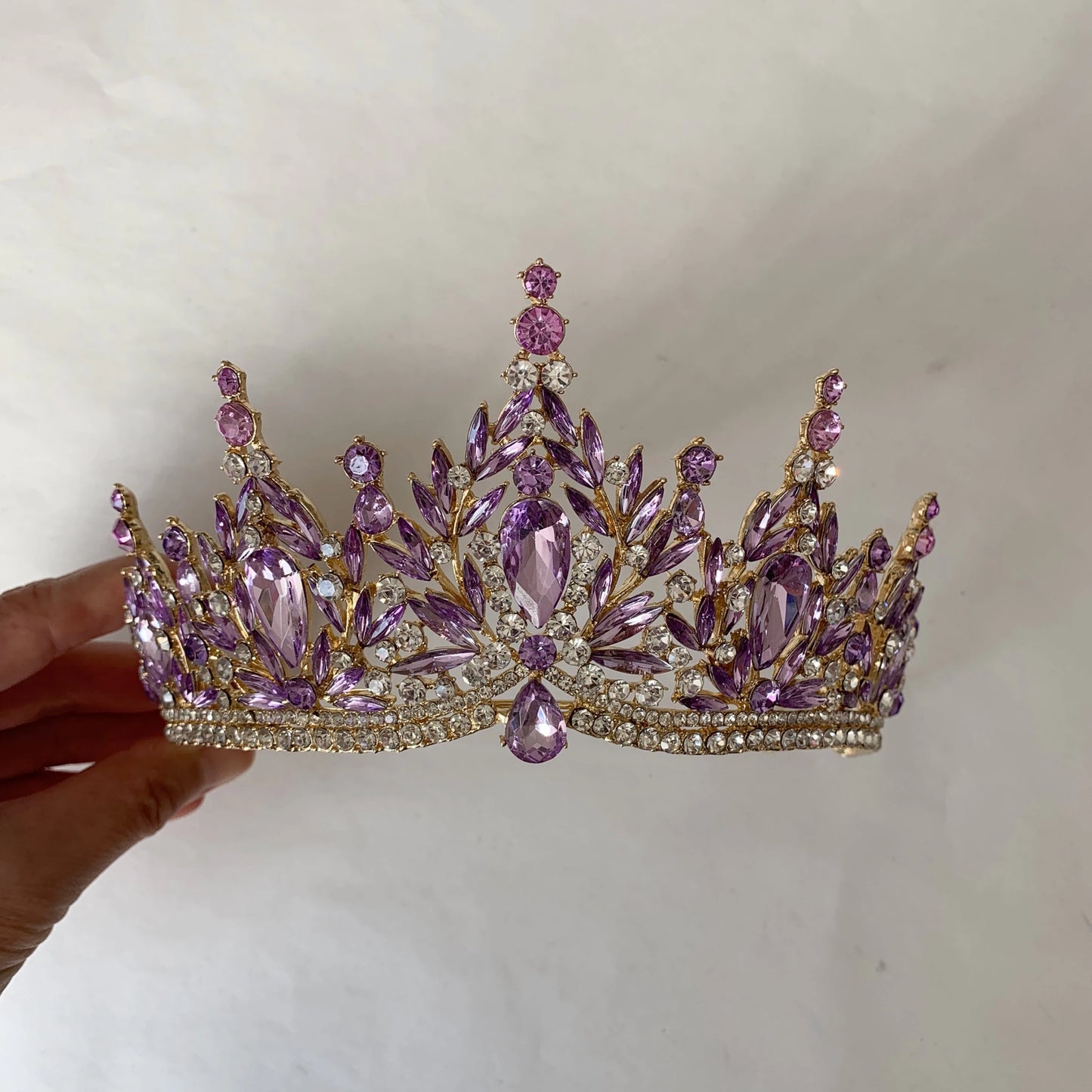 Lilac gold rhinestone quinceañera tiara.
