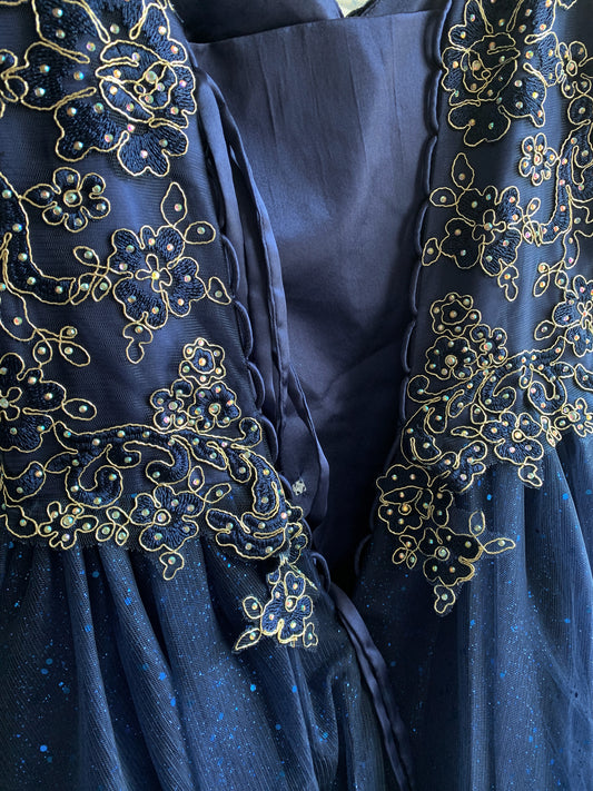 Mini Quince | Navy Sheer Metallic Glitter A-line Mini Quinceanera 3 Anos Dress | Aurora dress | 6 Colors Available back side