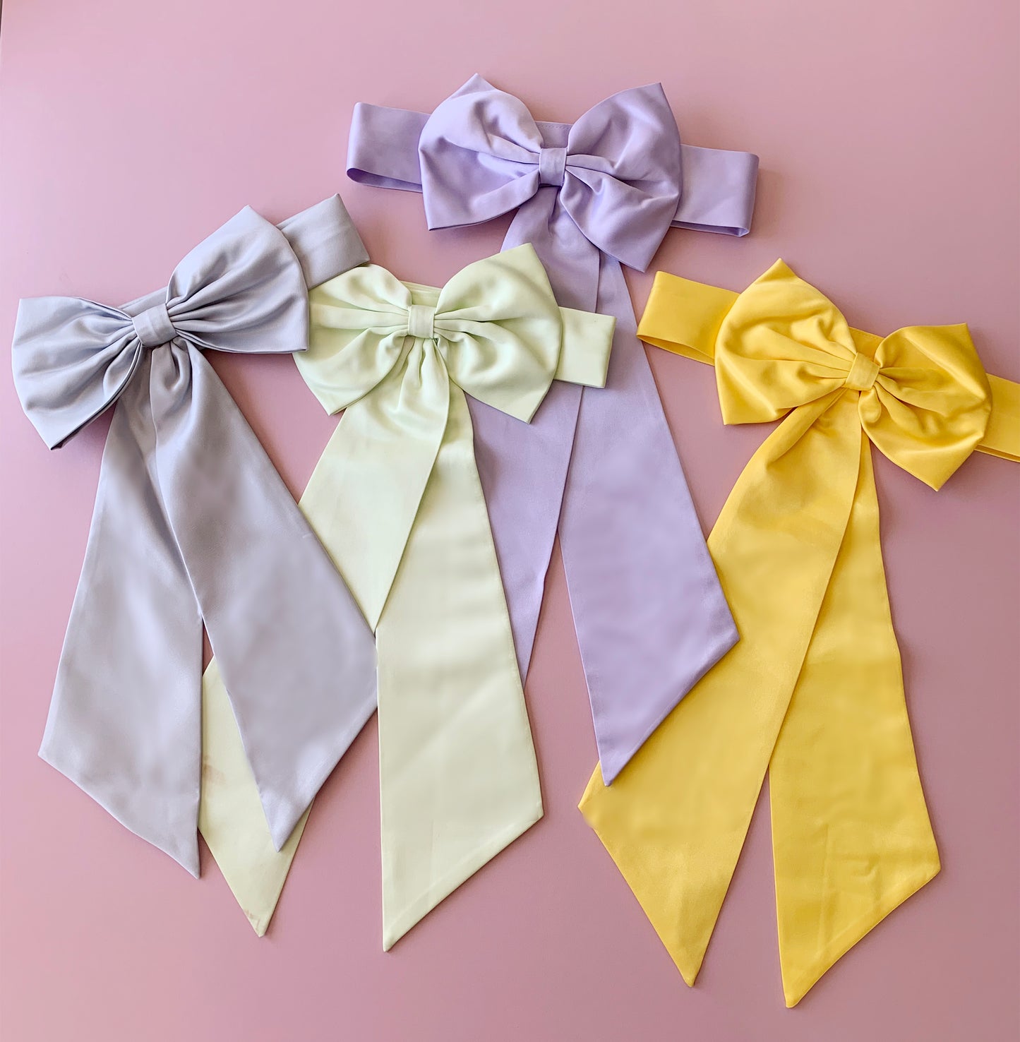 Flower Girl Adjustable Big Bow Satin Belt | Kid Ribbon Sash | 13 Colors Available - 4 different color bow sash side by side