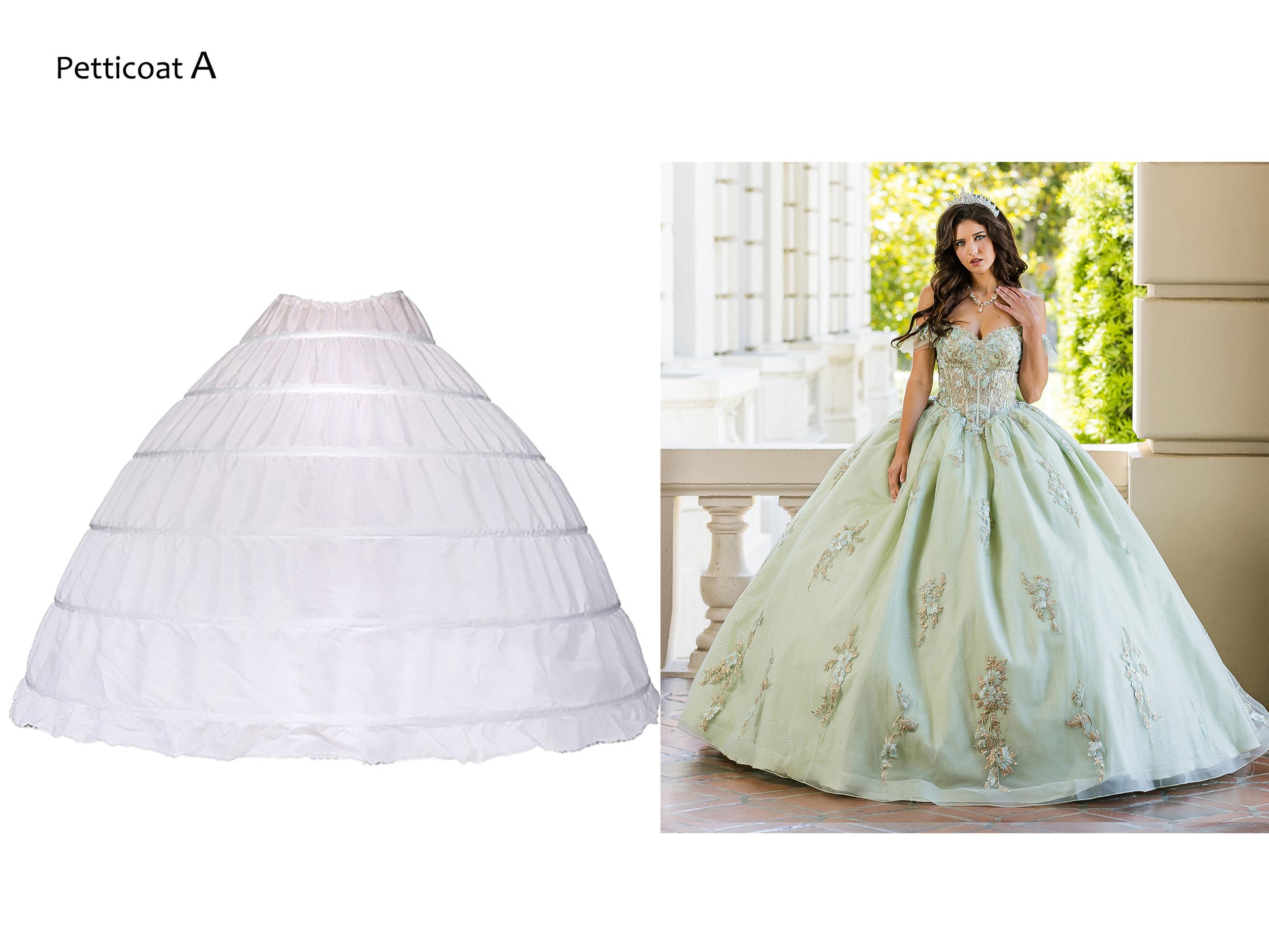 Quinceañera Petticoat | Perfect for Long Dresses, Ballgowns, and Sweet 15 Quince Dresses petticoat A with a girl