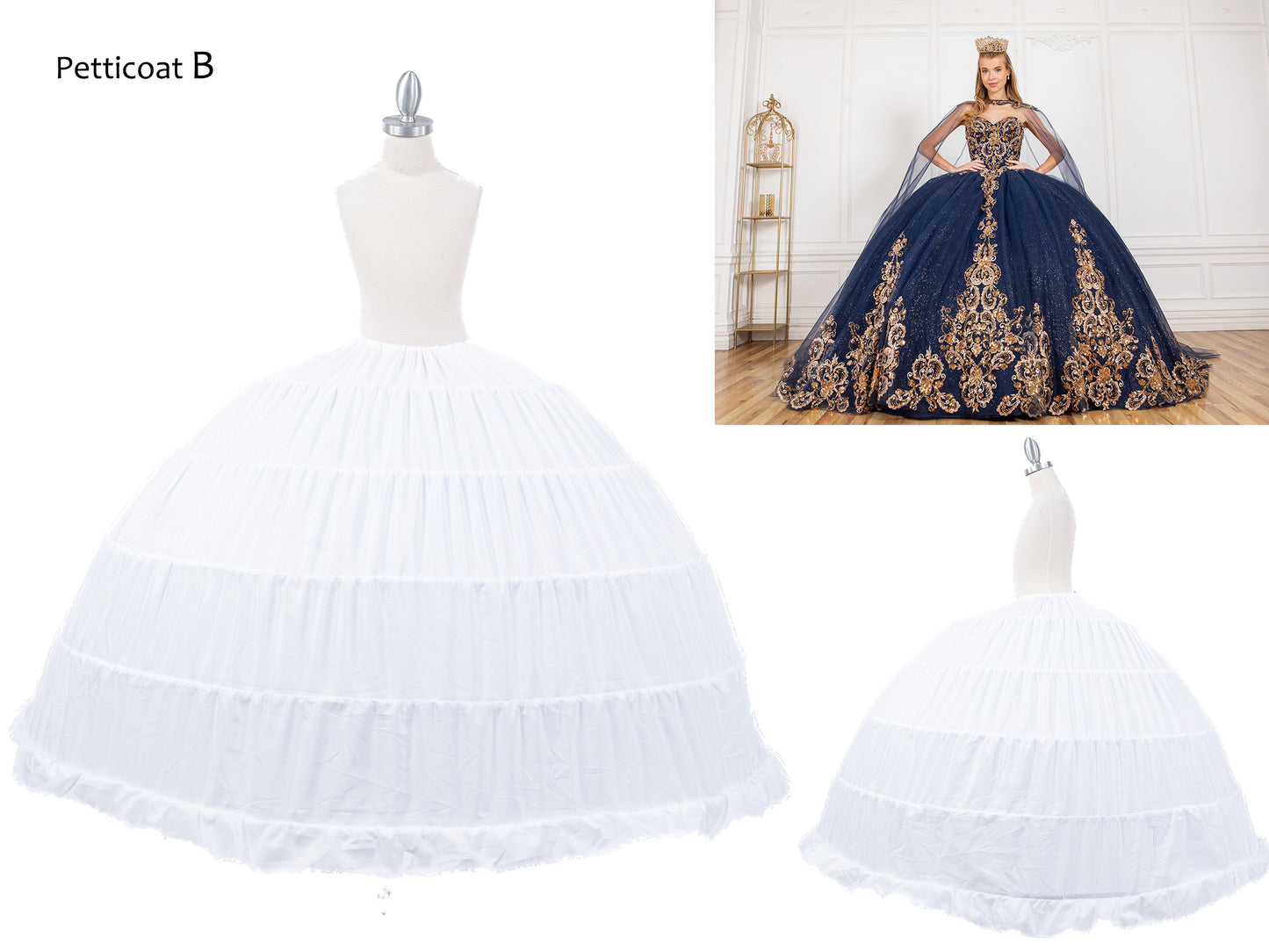 Quinceañera Petticoat | Perfect for Long Dresses, Ballgowns, and Sweet 15 Quince Dresses petticoat B with a girl