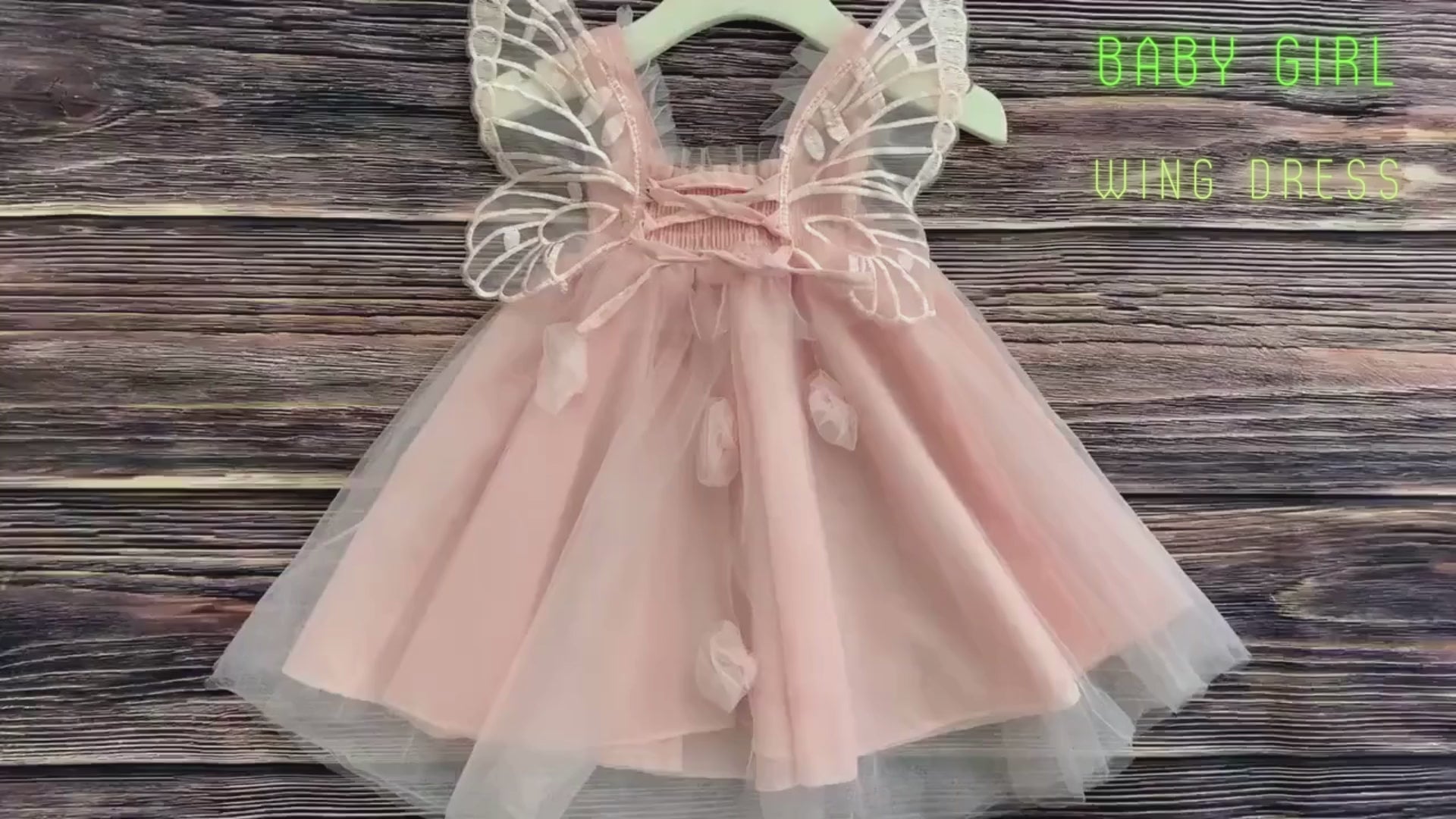 Baby Blush Butterfly Wings Lace Tulle Dress | Baby Special Occasion Dress I Flower Girl Dress - video