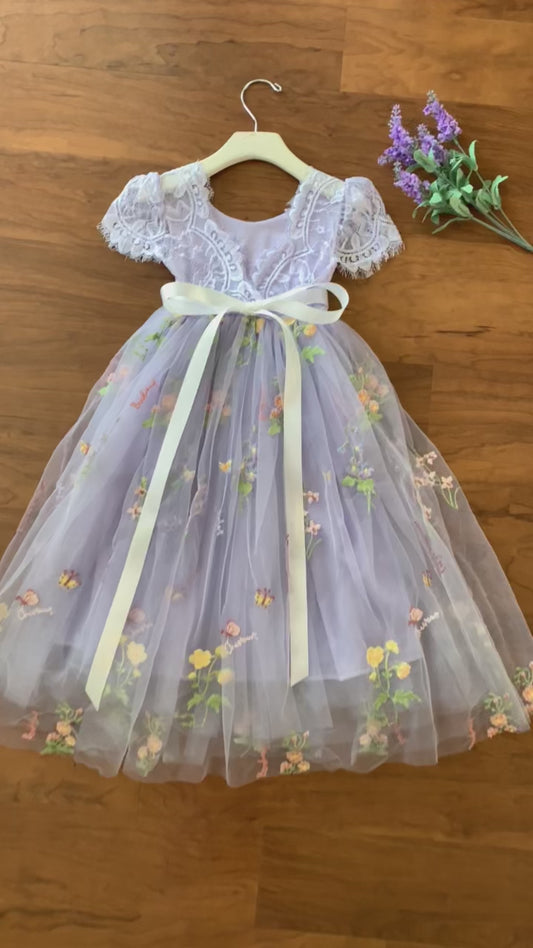lilac embroidered kid dress videos