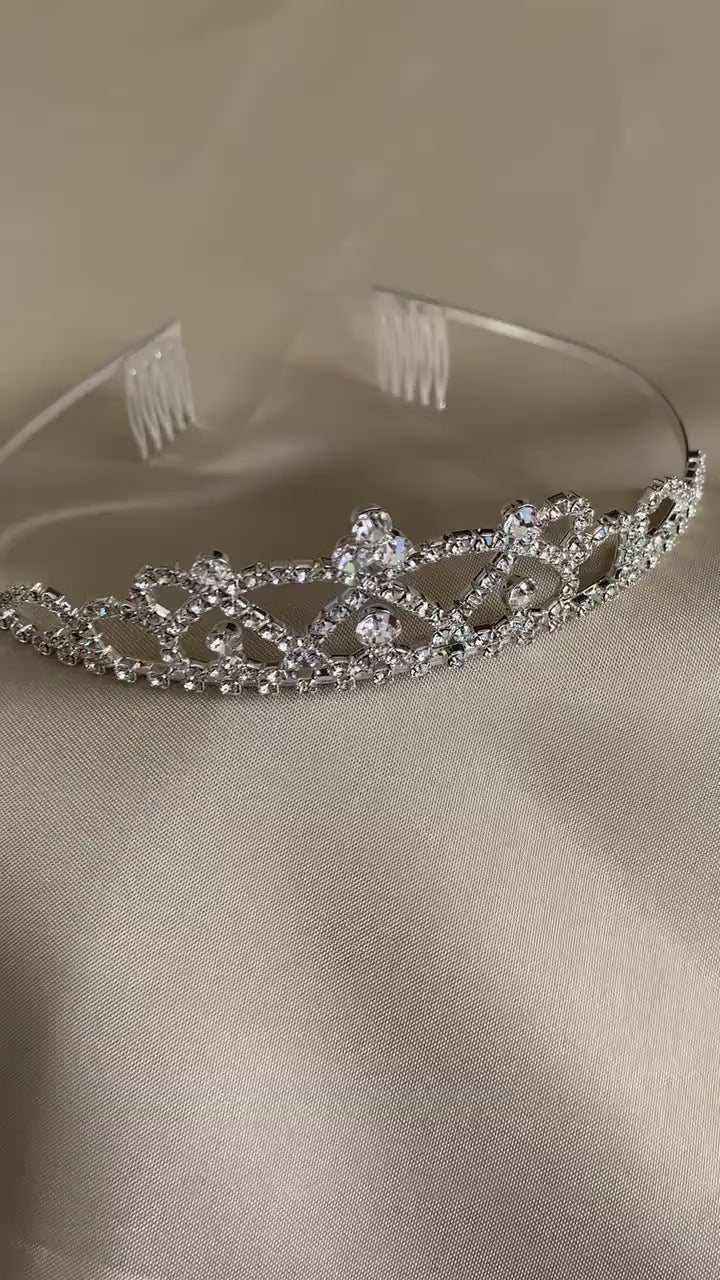 Flower Girl Rhinestone Crystal Tiara | First Communion Headpiece - video