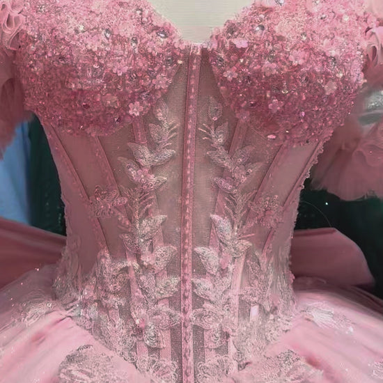 The video showing the bust part that is covered by beautiful rhinestones and little flowers 