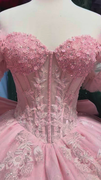 The video showing the bust part that is covered by beautiful rhinestones and little flowers 