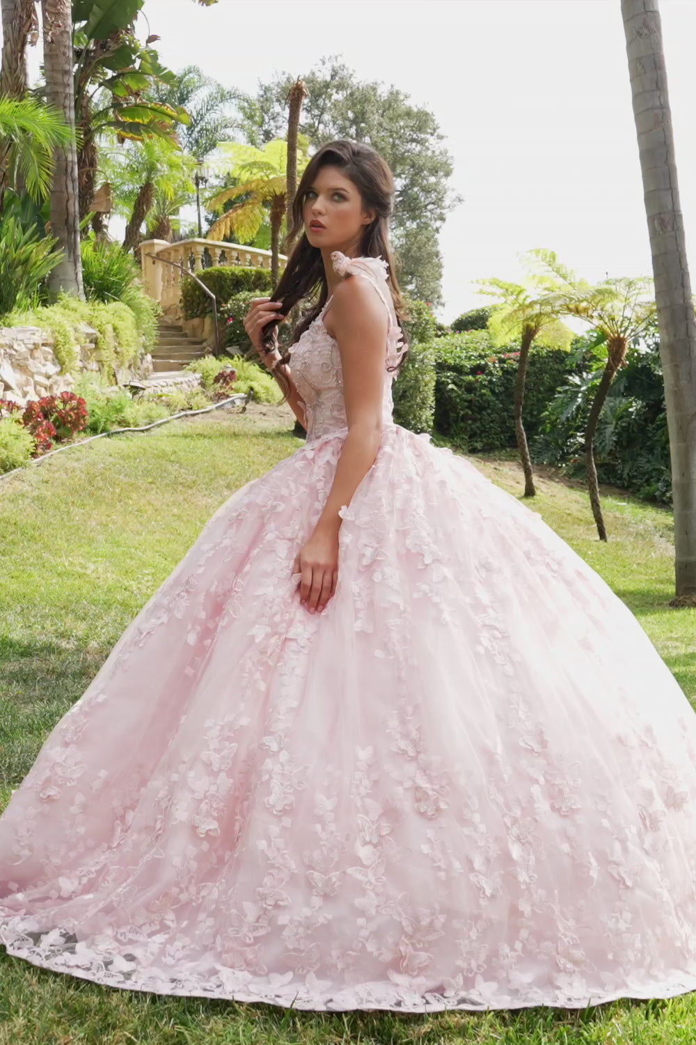 Quinceanera | Blush 3D Butterfly Glitter Quince dress with Stunning Cape | Aida dress | 2 Colors Available video