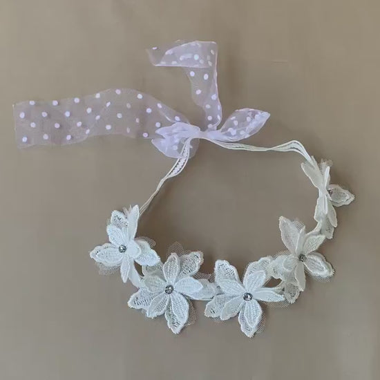 Handmade Baby Rhinestone Flower Off-white Headband - video of headband