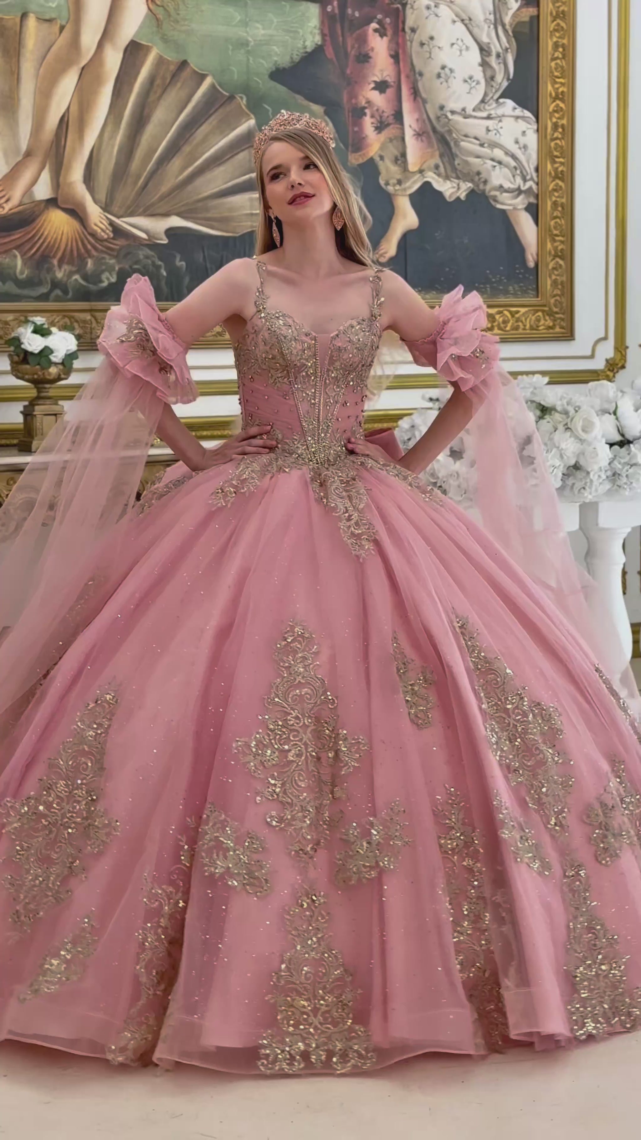 girl in a dusty rose quince dress in a room