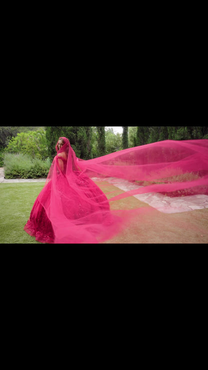 Red Quinceañera Dress with See-Through Corset, Gem Bodice and Detachable Bow