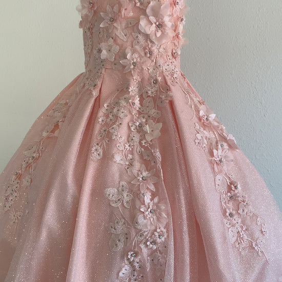 Mini Quince | Blush Elegant 3D Stone, Pearl Embellishments Mini Quinceanera 3-Anos Ballgown | Anaya dress | 6 Colors Available video