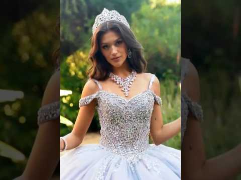 Gray Quinceañera Dress Gem-Studded with Removable Off shoulder Sleeves