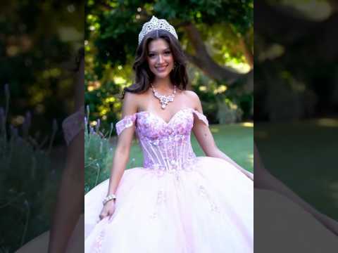 Blush Lilac Quinceañera Dress Floral Sequin Sweet 15 with Flowing Skirt