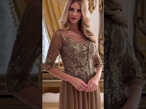 Cappuccino Beading Sequins Jersey Mother of the Bride A-Line Dress