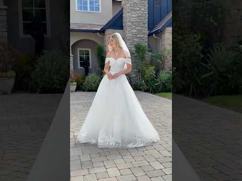 Off-Shoulder Wedding Gown with Matching Veil