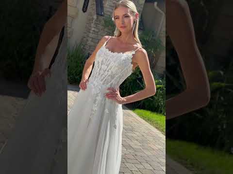 Off White Mesh Wedding Dress with Sequin Lace Embroidery