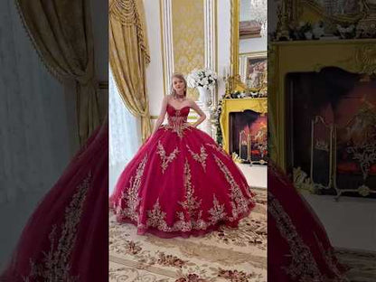 video of the burgundy quince dress