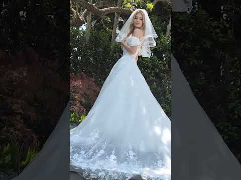 Off-White Wedding Dress with Beaded Straps