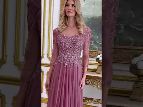 Dusty Rose Beading Sequins Jersey Mother of the Bride A-Line Dress