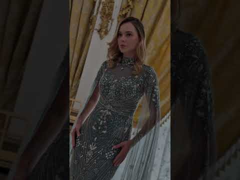 Gray Green Beading Sequins Mesh Mother of the Bride Fitted Dress