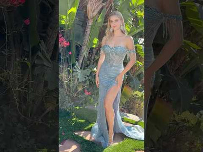 video of the dusty blue prom dress
