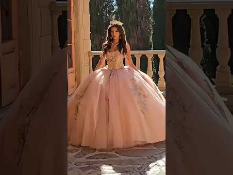 Blush Quinceañera Dress Gem Halter with Sequins, Embroidery and Detachable Bow