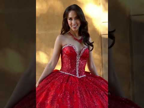 Red Quinceañera Dress Embellishments See-through Corset Bodice adorned with Shimmering Gems