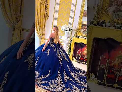 video of the navy ball gown