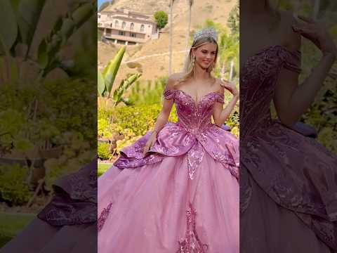 Dusty Rose Quinceañera Dress with Beaded and Sequin Embellishments and Layered Satin Overskirt